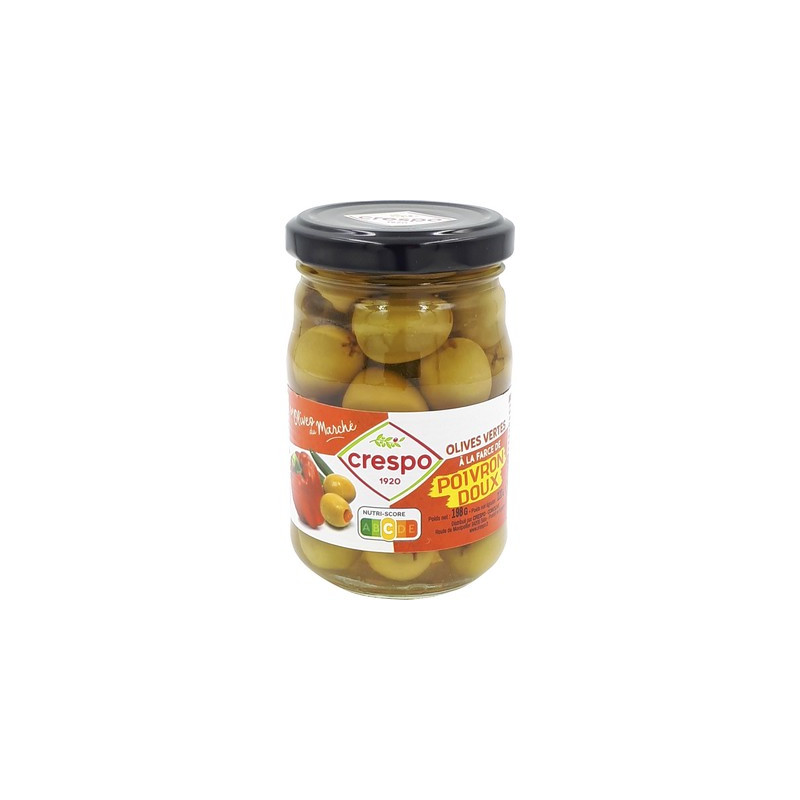 Olives vertes poivrons bocal 198 cl. Crespo *12